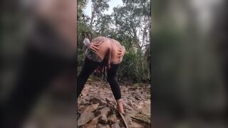 gir pooping and pissing outdoor