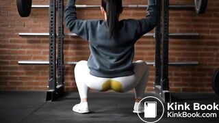 Squat girl pooping her leggings