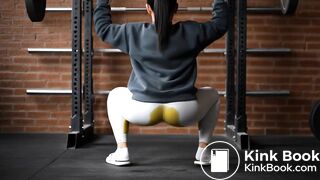 Squat girl pooping her leggings