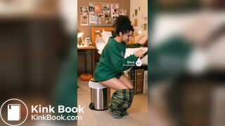 Ai college girl poop in trash can