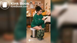 Ai college girl poop in trash can