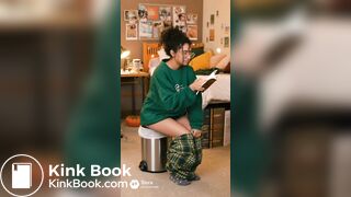 Ai college girl poop in trash can