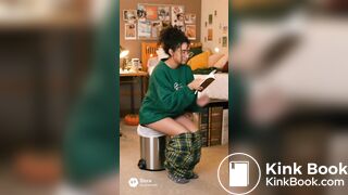 Ai college girl poop in trash can