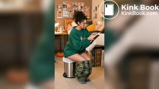 Ai college girl poop in trash can