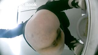 Cute asian girl pooping in toilet 05