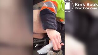 Lady trucker takes a dump