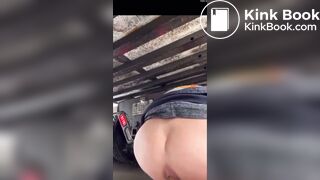 Lady trucker takes a dump