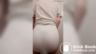 Girl pooping in white pants
