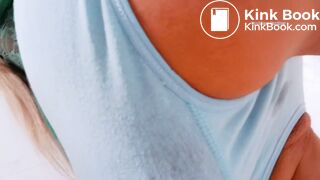 Big shit in blue panties and dress