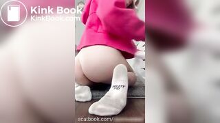 Sexy Hot Blonde Girl Big Satin Purple Panty Poop