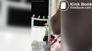 Girl's pooping without closing or locking the door