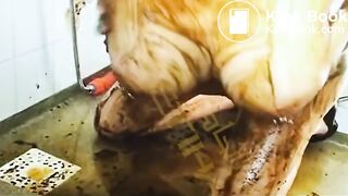 Hot pierced blonde enjoys playing in her shit and piss