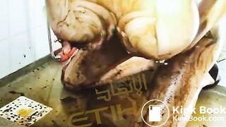 Hot pierced blonde enjoys playing in her shit and piss