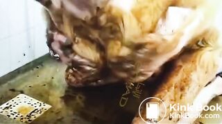 Hot pierced blonde enjoys playing in her shit and piss