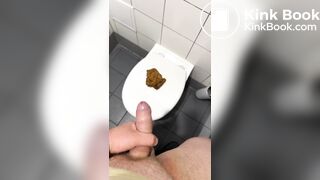 Polish girl make poop on toilet steal