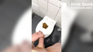 Polish girl make poop on toilet steal