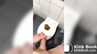 Polish girl make poop on toilet steal