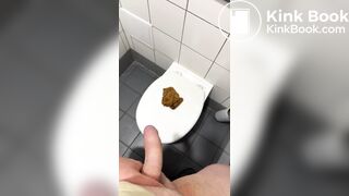 Polish girl make poop on toilet steal