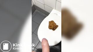 Polish girl make poop on toilet steal