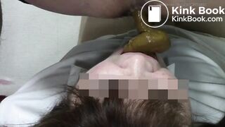 Japanese girl eat scat throat