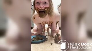 Slut teen eating shit