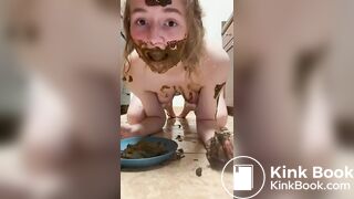 Slut teen eating shit
