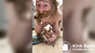 Slut teen eating shit