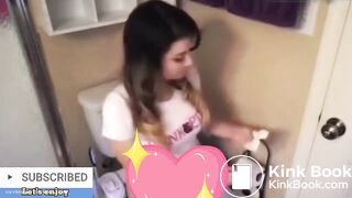 Sexy girl pooping toilet