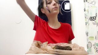Blonde Teen Sniff's dog Poop