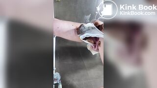 Big panty poop in white mesh panties