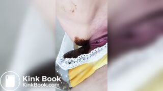 Big panty poop in white mesh panties