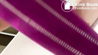 Big poop in purple outfit