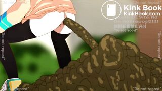 Anime girl pooping hot diarrhea animation