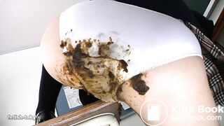 Japanese girl panty poop table masturbation