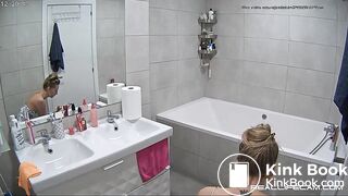 Blonde Girl pooping on toilet