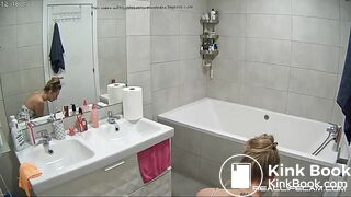 Blonde Girl pooping on toilet