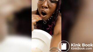 She eats shit from the toilet