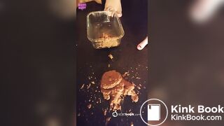 One of my favorite scat girl shitting in container - video 3