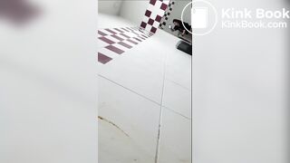 Scat Girl painting public toilet brown