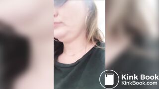 Scat Girl painting public toilet brown