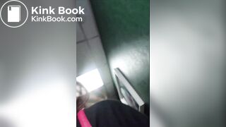 Scat Girl painting public toilet brown