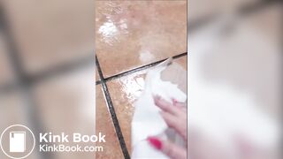 Scat Girl painting public toilet brown