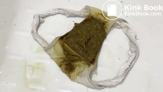 Green poop in white panties