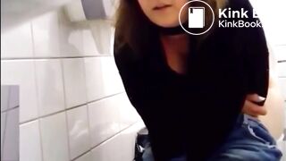 GIRL STRUGGLES TO PUSH HUGE POOP IN PUBLIC
