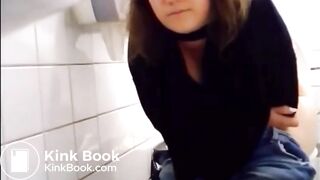 GIRL STRUGGLES TO PUSH HUGE POOP IN PUBLIC