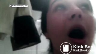 kinky freaky girl take shit over the toilet