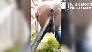 hot girl shitting in her backyard