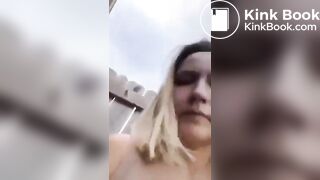 hot girl shitting in her backyard