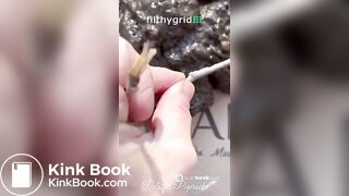 Cute blonde chick make big shit in garden