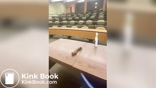 Student taking a shit on teachers desk